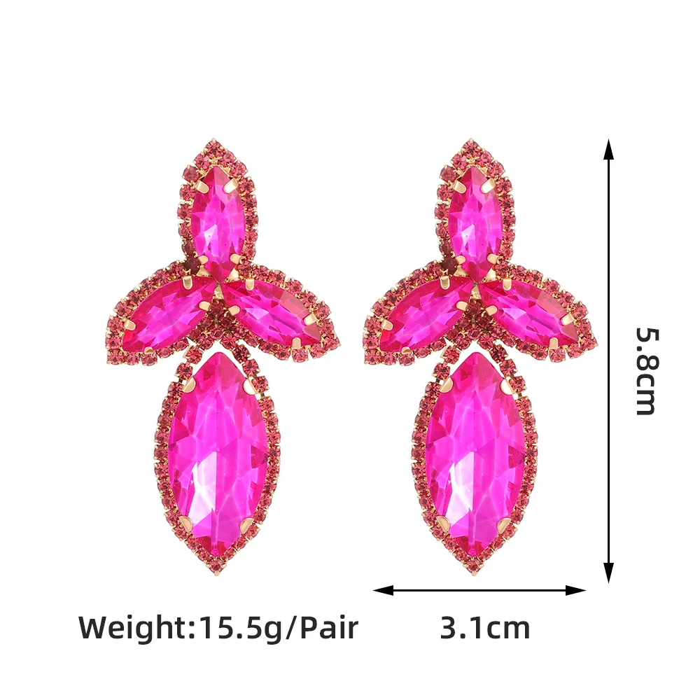 New Trend Colorful Crystal Fantasy Earrings Fashion Geometric Design Ear Studs Charm Luxury Party Jewelry Accessories For Women