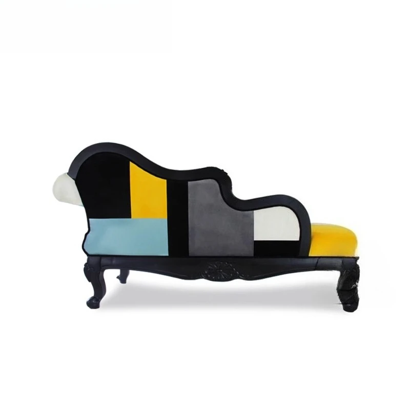 European Neoclassical Solid Wood Carved Concubine Chair Living Room Recliner Sofa Beauty Couch - Luxury Furniture