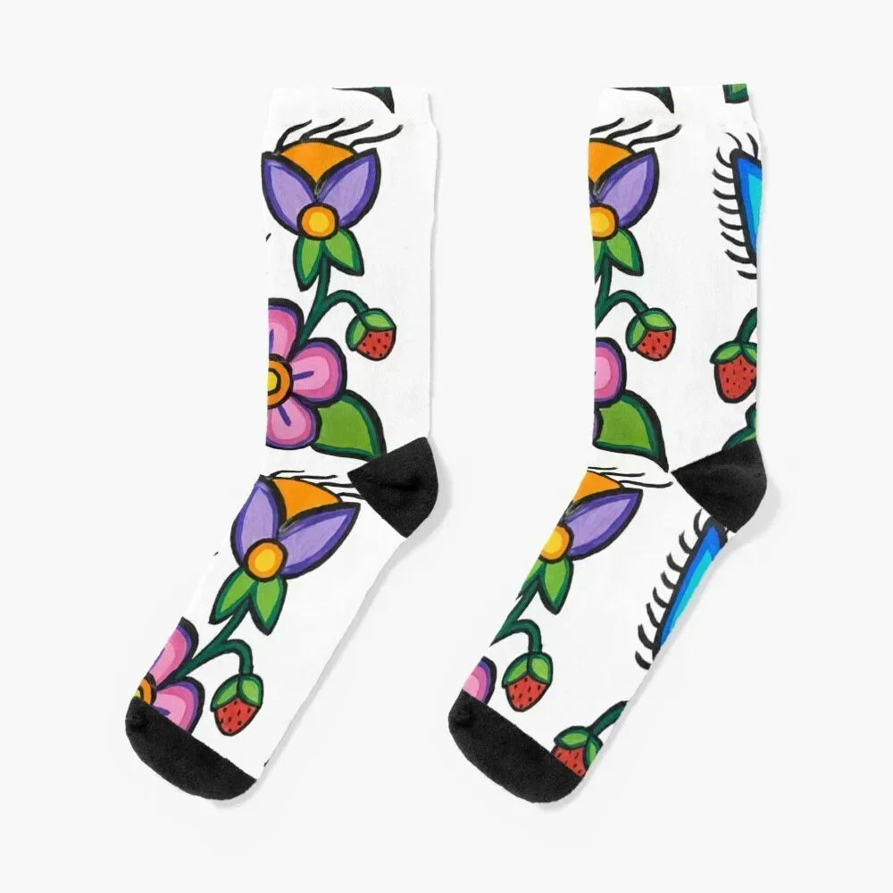 Strawberry Bloom on yellow Socks Men's retro Novelties Lots Socks For Girls Men's