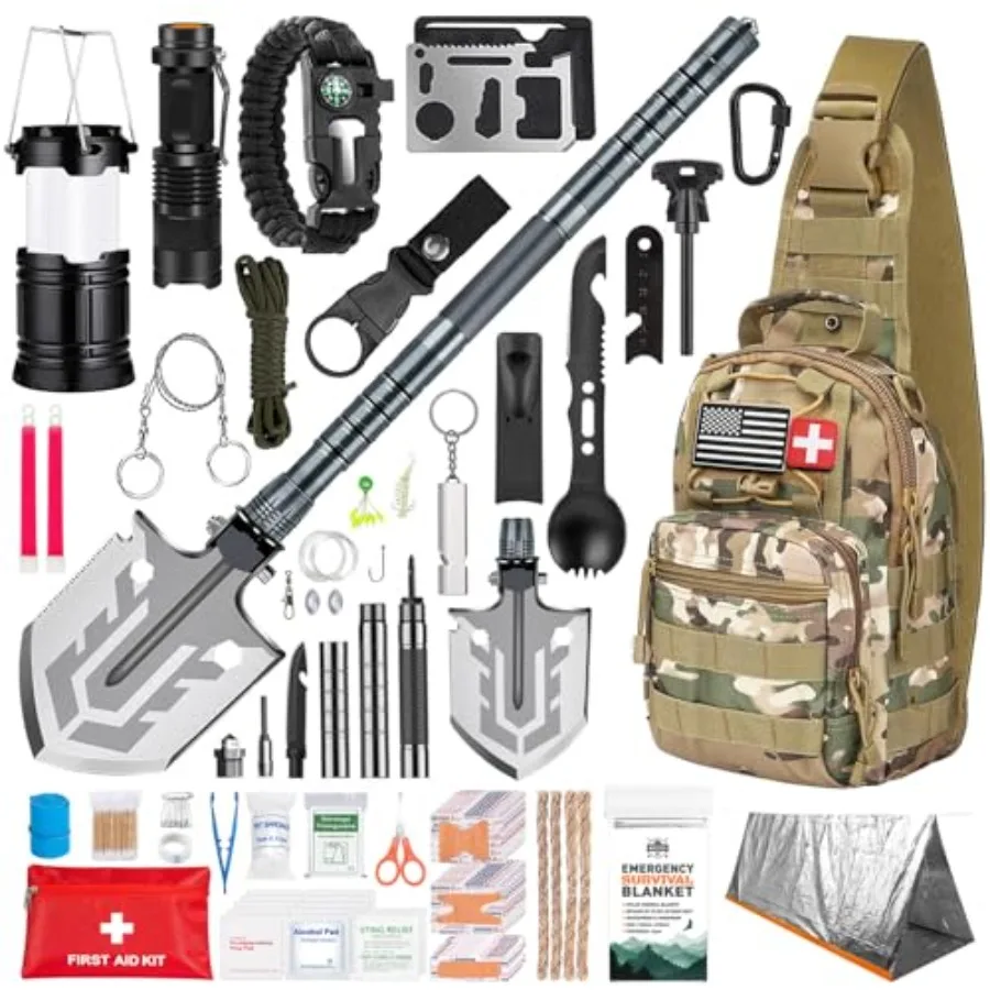 

Survival Kit 265 Pcs Emergency Gear and Supplies First Aid Bug Out Go Bag EDC Molle System Backpack Hiking Camping Outdoor Acce