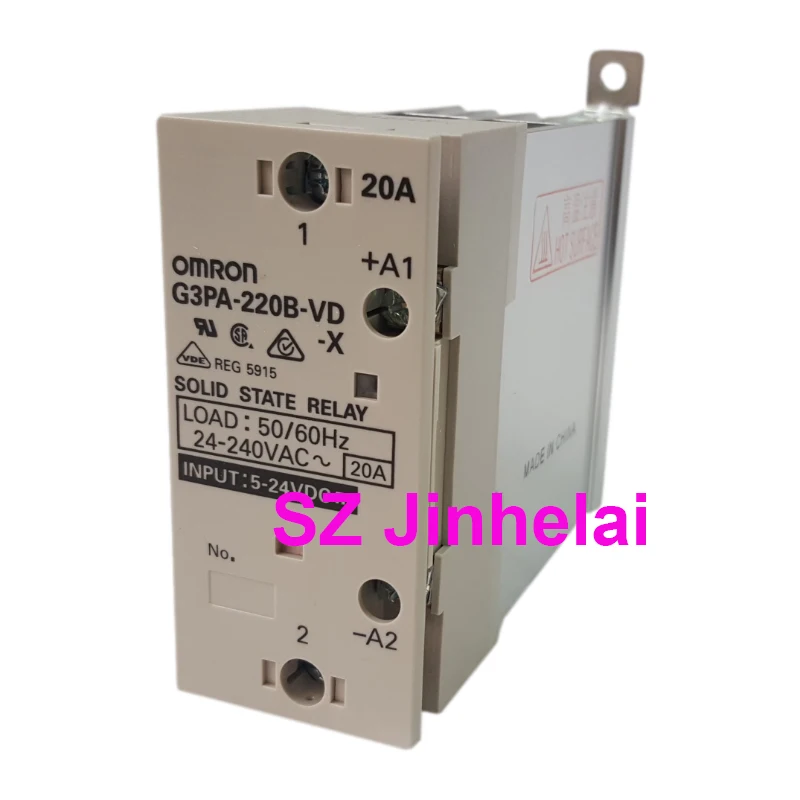 

Authentic Original Omron G3PA-220B-VD-X Guide rail type Solid State Relay 20A 5-24VDC