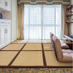 Folding Rattan Floor Mat 2cm Thick Living Room Floor Sleeping Mattress Japanese Tatami Carpet Pad Summer Baby Play Mat Non-Slip