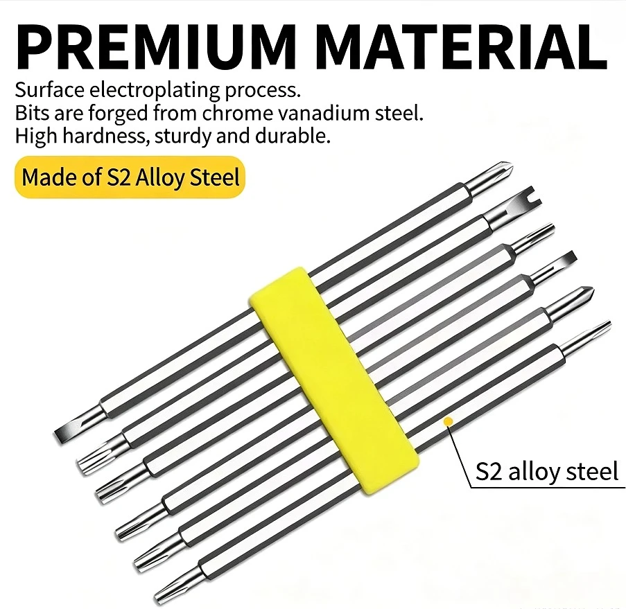 12 In 1 Screwdriver Set Magnetic Bit Cross Flat Shaped Screwdriver Head Multifunctional Precision Handheld Maintenance Tool