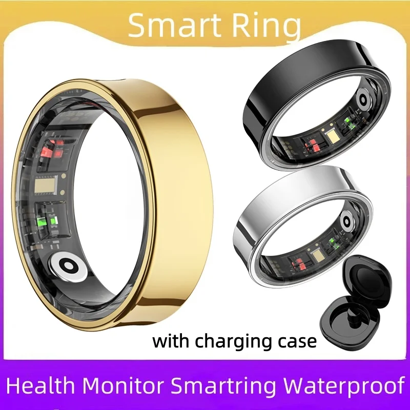 Inteligentny Pierścień R09 Wodoodporny 5ATM SmartRing Dla Kobiet i Mężczyzn z Etui Ładującym Monitor Temperatury Ciała i Zdrowia Dla Telefonów Xiaomi i Samsung