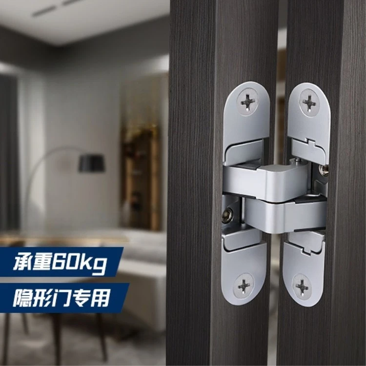 

Invisible Door 3D Adjustable Hidden Door Hinge, Wooden Folding Door Cross 180 Degrees Inside and Outside Open Hidden Hinge