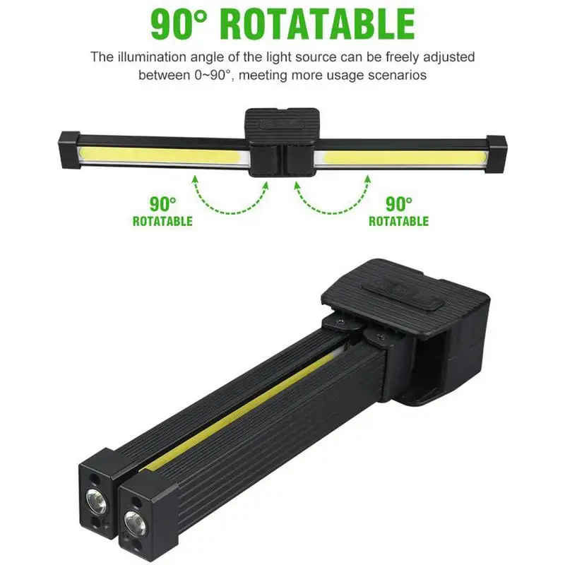 Portable Magnet LED Flashlight with Hanging Hook,Handheld USB Rechargeable Worklight,Magnetic Work Light with 180 Degree Folding