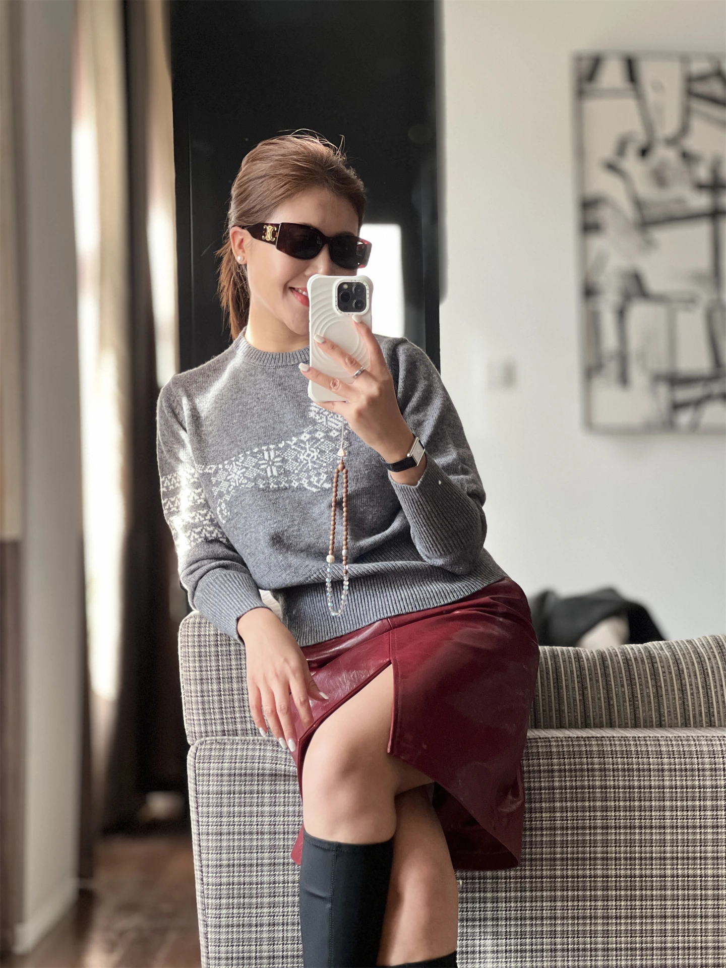 

Свитер из шерсти с белыми пятнами, вязаный, с высокой талией, облегающий, зимний, новый, повседневный, стандартный крой, длинный рукав