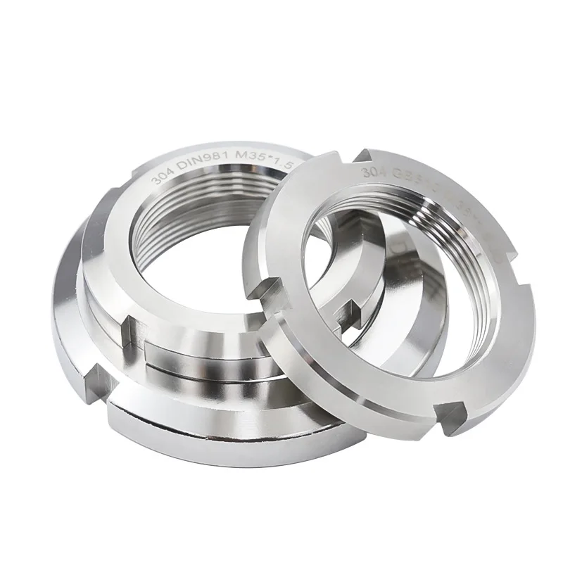 OEM Available Etainless Eteel Threaded Round Nut For Bearing Locking DIN981 Round Lock Nut