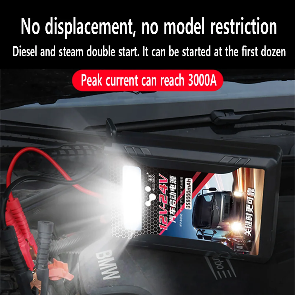 24V Truck Super Capacitor Emergency 358000mAh Portable 12V Car 24V Truck Booster Jump Starter Can Start Lorry Truck/Excavator