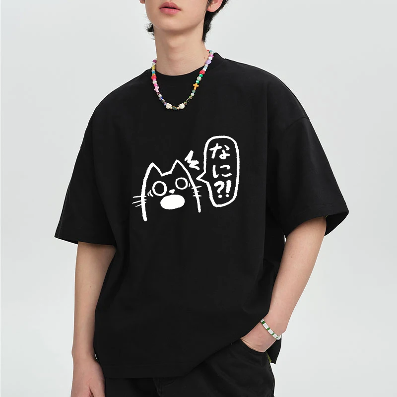 

Cute Kawaii Cat printed short sleeve T-shirts Men Women harajuku Fashion Casual Tshirt Cotton vintage streetwear clothing Unisex