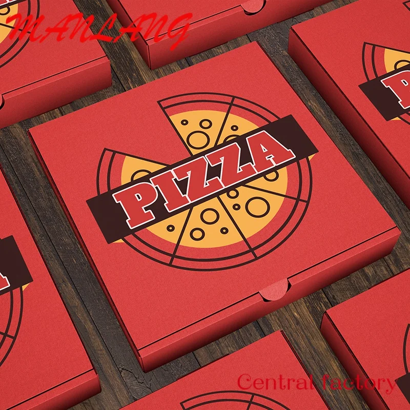 Caja de embalaje de papel de grado alimenticio personalizada, caja de embalaje de pizza, barata