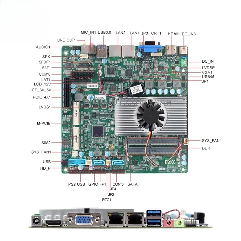 Main board 6/7/8 generation mini ITX dual network port 6 string 17x17 industrial touch advertising machine