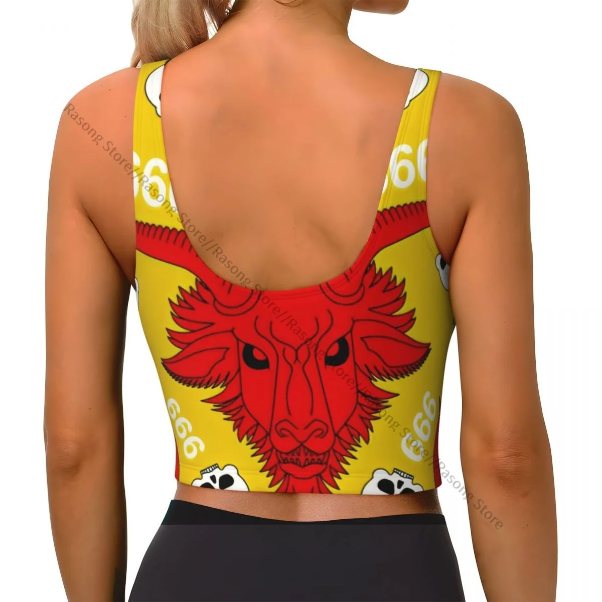 Sports Bra Women Running Yoga Clothes Vest Baphomet Demon Pattern Gathering Fitness Vest