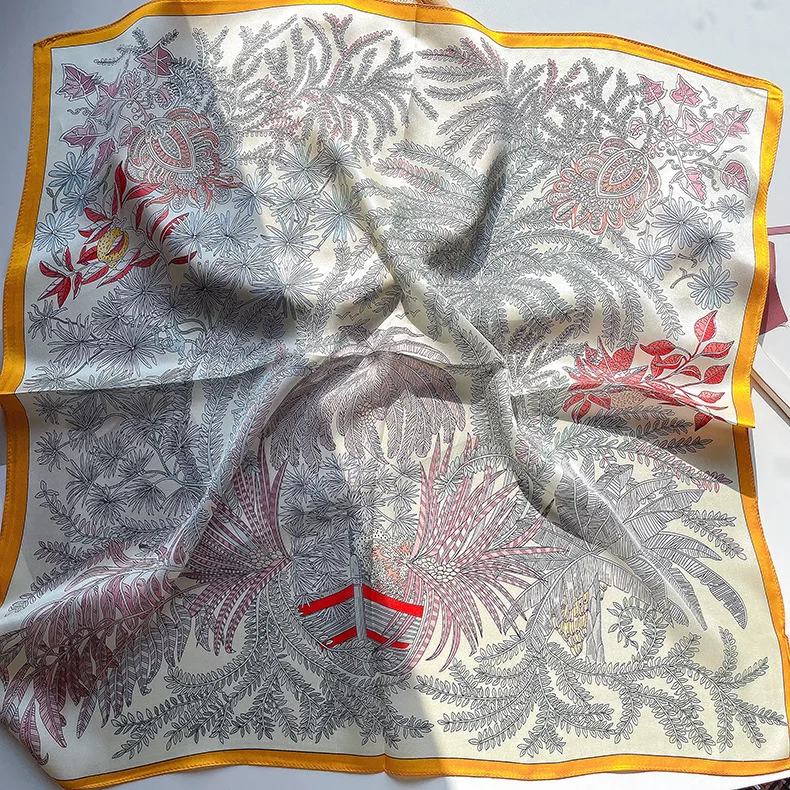 

Шелковый шарф 12 мм, 65 роскошных квадратных банданов, женская одежда, аксессуары для головы, рождественский подарок для влюбленных