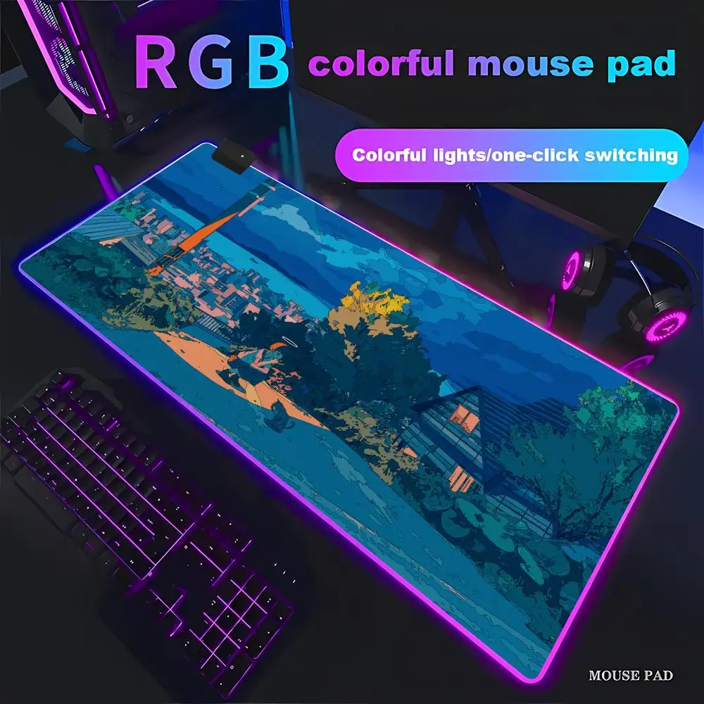 

Walts P anime girls Mouse Pad RGB Gaming Mouse Pad HD Gamer Large LED Light XXL MousePads PC Computer pad Non-slip