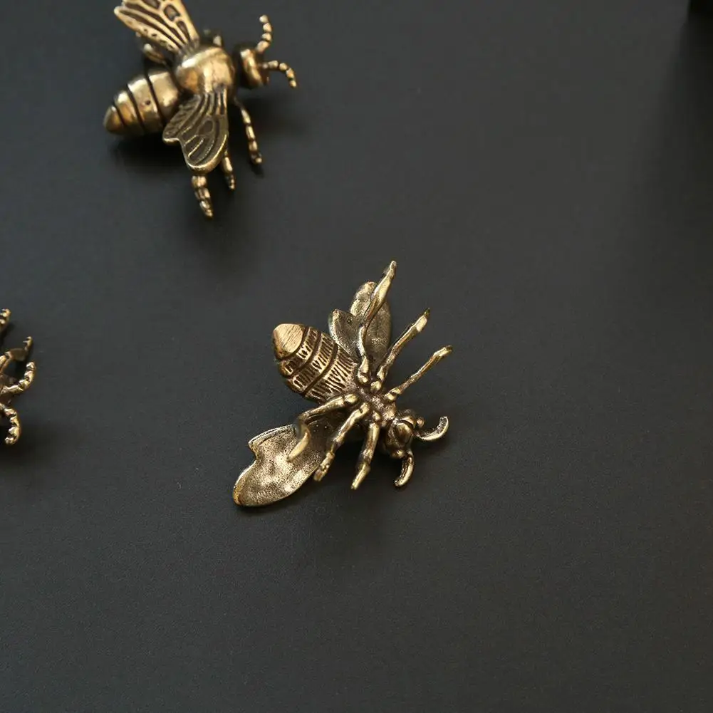 3 قطعة زخرفة النحاس الصغيرة الصلبة النحاس الحشرات الديكورات التماثيل المنزل الصغير على شكل تمثال مكتب زينة لغرفة المعيشة