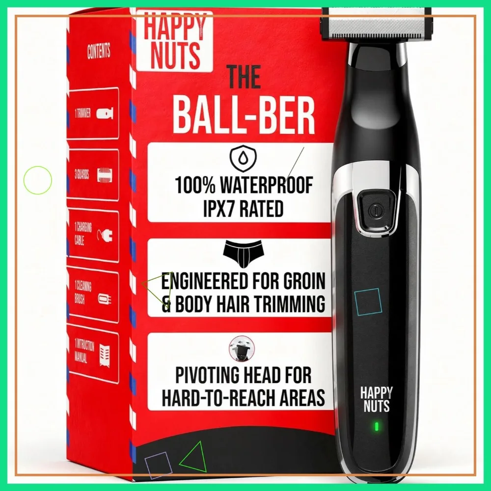 

Electric Body Hair Trimmer for Men - Waterproof Shaver for Hard to Reach Areas, Dual-Sided Design