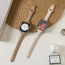 Thin Silicone Strap For Apple Watch 40mm 44mm 45mm 41mm 38mm 42mm Solid Color Strap Bracelet For IWatch Series 1 2 3 4 5 6 SE 7