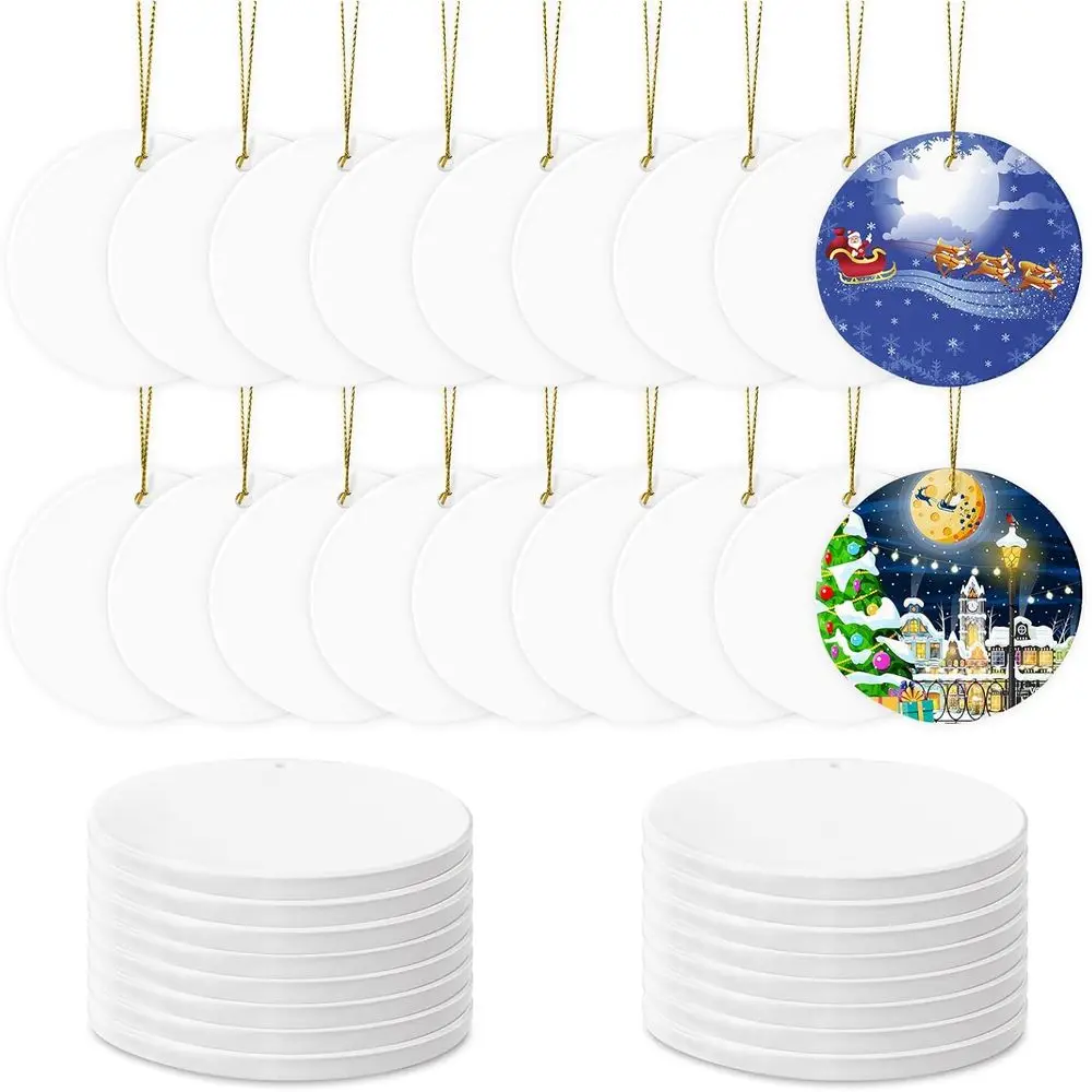 

Массовые белые керамические диски для сублимации - 48 шт. персонализированные елочные украшения в подарок