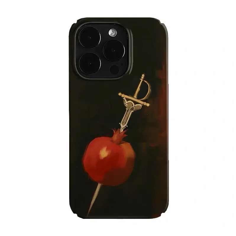 

Red Retro Pomegranate Art Phone Case for IPHONE 17 Air 16E 15 PROMAX 14 Plus 13 12 MINI 11 PRO 16Plus XR XS Acrylic Phone Cover