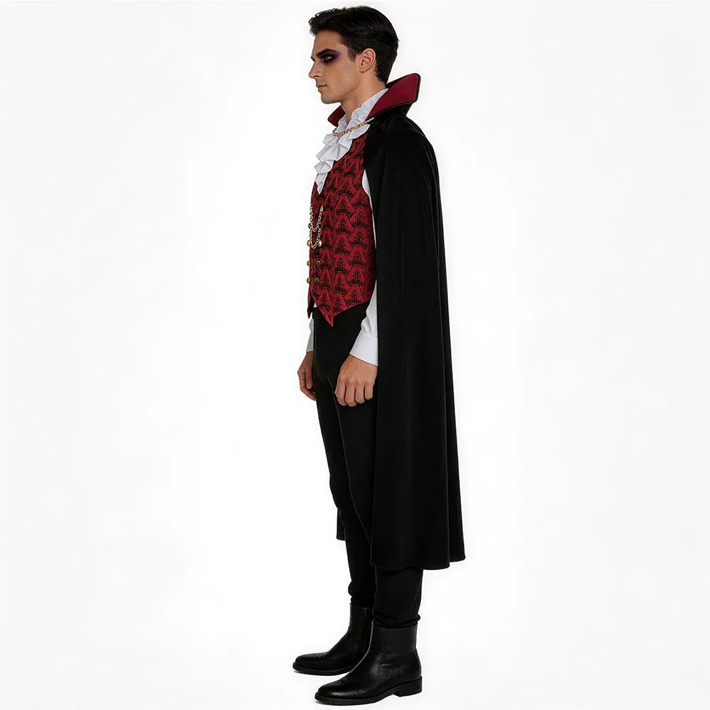 Costume Vampire Démoniaque Adulte – Chemise et Longue Cape – photo 6
