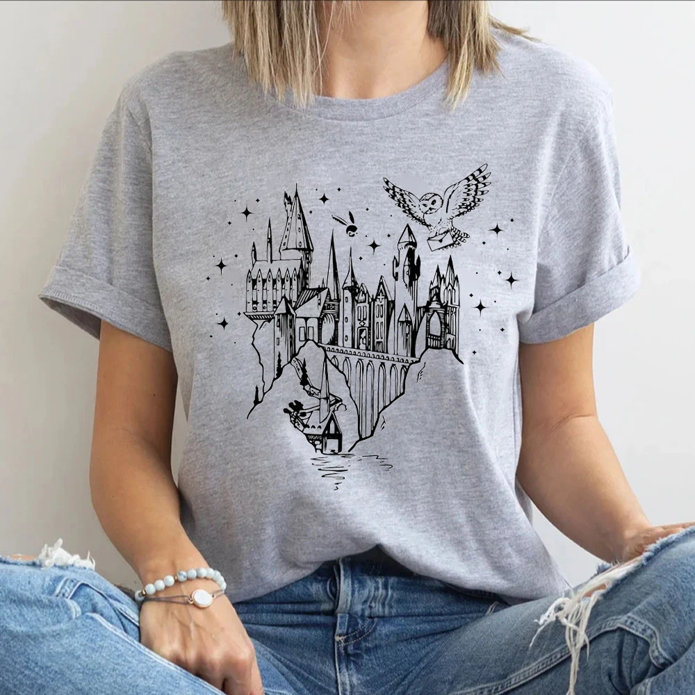 Magical Wizard Castle Shirt Movie Inspired Tee Wizard School T-shirt Wizard Wand Shirt Herbology Witchcraft Tops Women Clothes