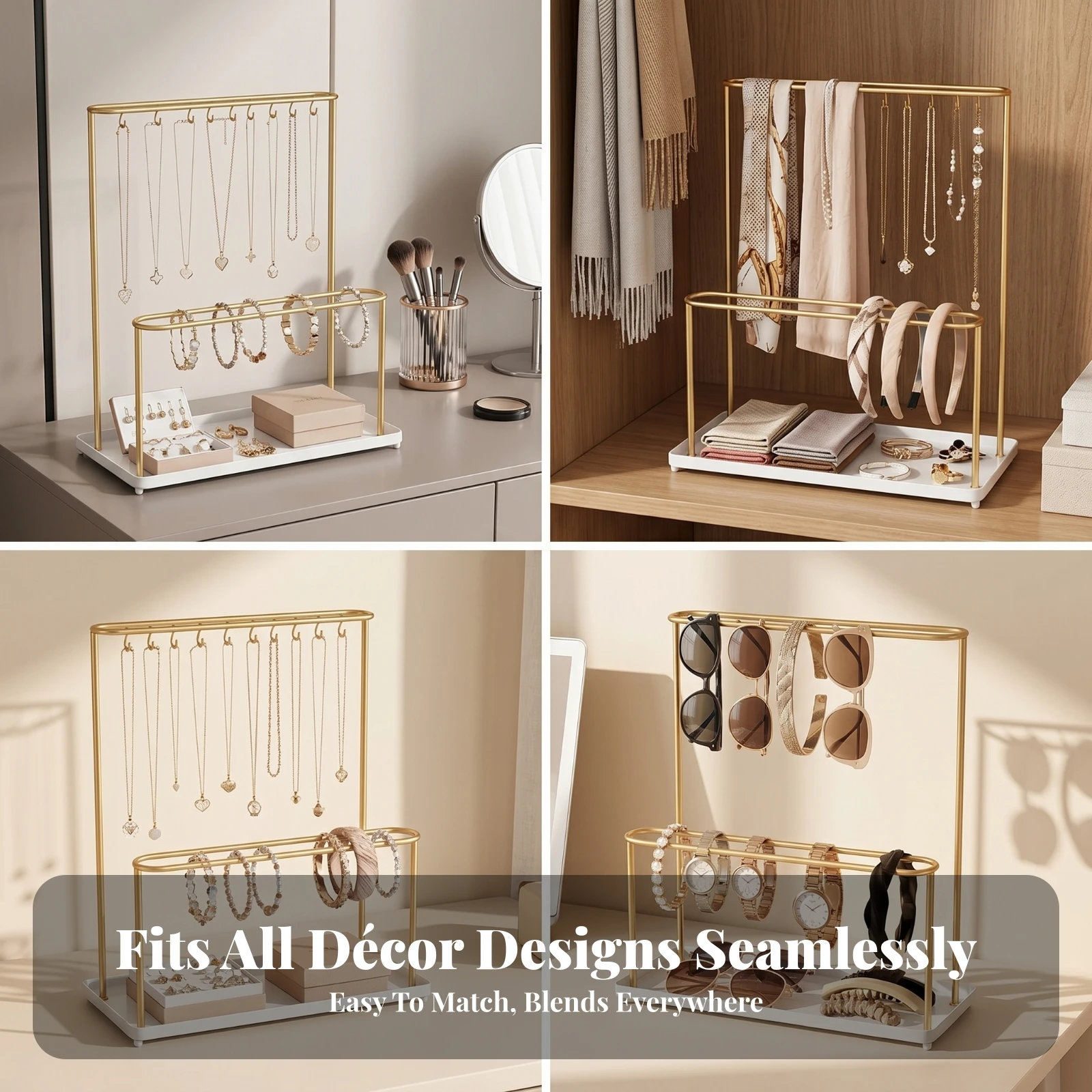 Double-Layer Headband Rack Detachable Headband Rack Accessory Storage Open Structure Rectangular Base Tray