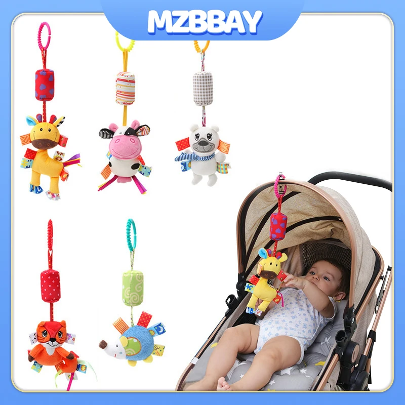 Bebê sensorial pendurado chocalhos brinquedo de aprendizagem macia dos desenhos animados animal vento carrilhão brinquedo chocalhos cama sino brinquedos infantil carro cama berço brinquedos presente