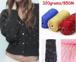 Cotton and Pearl Bead Yarn for Knitting, Wool Thread, Crochet Sweaters, Scarf and Hat Crafts, DIY Weaving Lines, 250g Ball