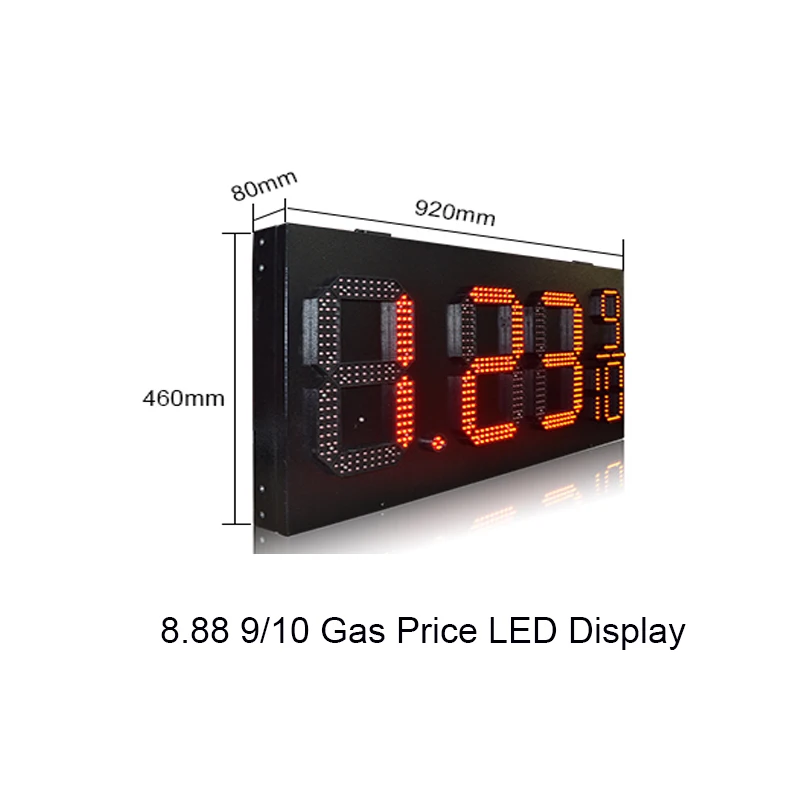 12inch Red LED Digital Price Number Display 8.88 9/10 Waterproof Gas Station Price Sign Display With RF Remote Control Green