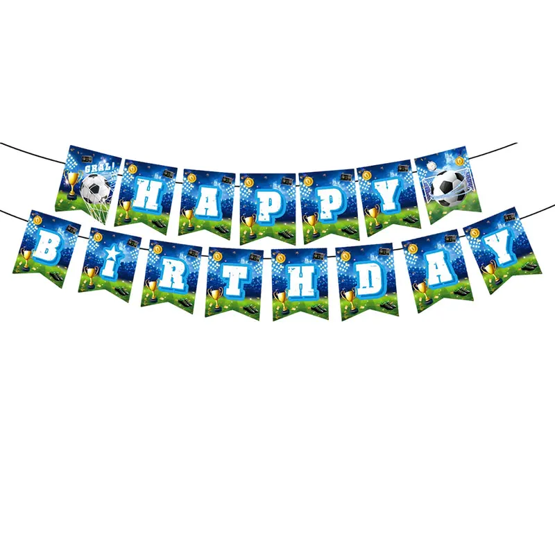 Geburtstags-Fußball-Dekoration Fußball-Themen-Tischgeschirr Tasse Teller Tischdecke Hintergrund für Kinder Tortendekoration Banner Party-Zubehör – Detail 11