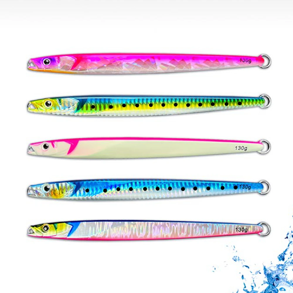 AOCLU Sardine Shape Speed Metal Jig 60g 80g 130g 150g Luminous UV Glow No Hook Hard Bait Sinking Stick Lures Boat Bass Fishing