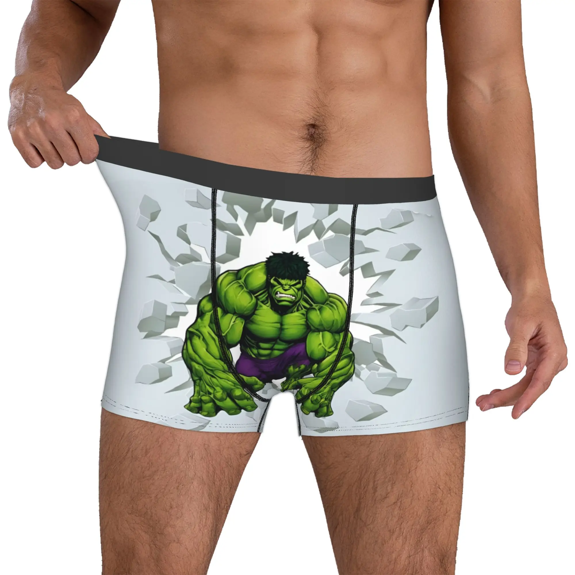 

Custom H-Hulk Comic Art Underwear Men Stretch Boxer Briefs Shorts Panties Soft Underpants For Homme