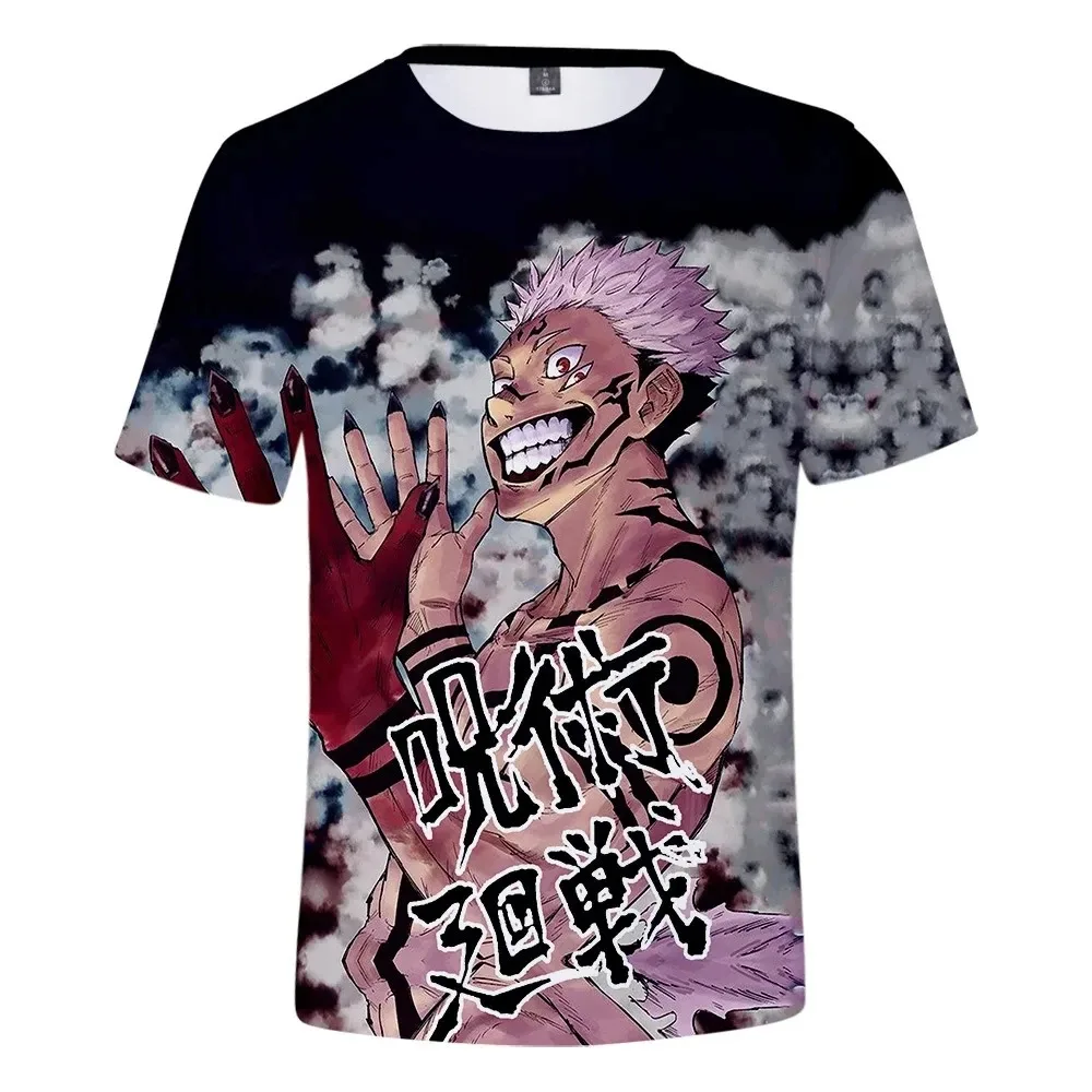 Verão criança usar anime japonês jujutsu kaisen gojo meninos camisetas oversized harajuku casual crianças adultos esporte streetwear topos