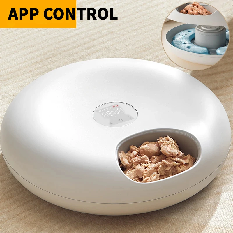 

6 Meals Automatic Pet Feeder Smart Cat Food Dispenser For Wet & Dry Food Kibble Dispenser Accessories