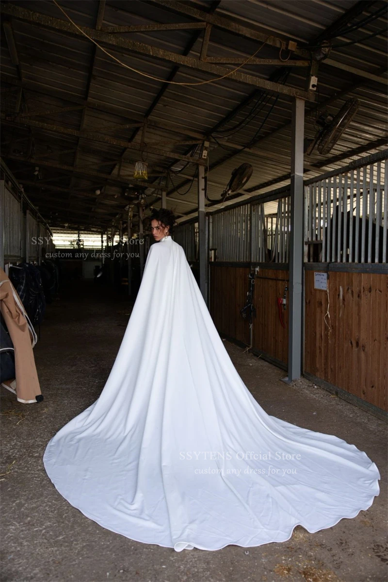 SSYTENS Modern Wedding Dresses Elegant Modest Mermaid Detachable Shawl Bridal Dresses Women Bride Evening Party Gowns Customized view 4