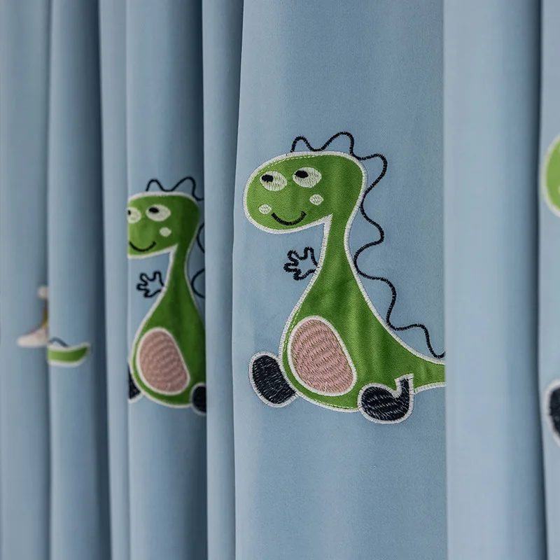 

Blue Dinosaur Child Boy Cartoon Full Shading Modern Minimalist High Precision Curtains for Living Dining Room Bedroom Wiondows