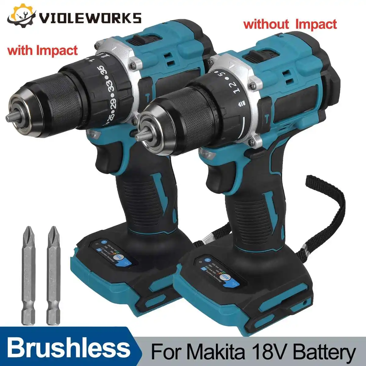 Brushless 10mm Impact Driver Electric Drill Rechargeable 20+3 Torque Electric Impact Screwdriver for Makita 18V Battery