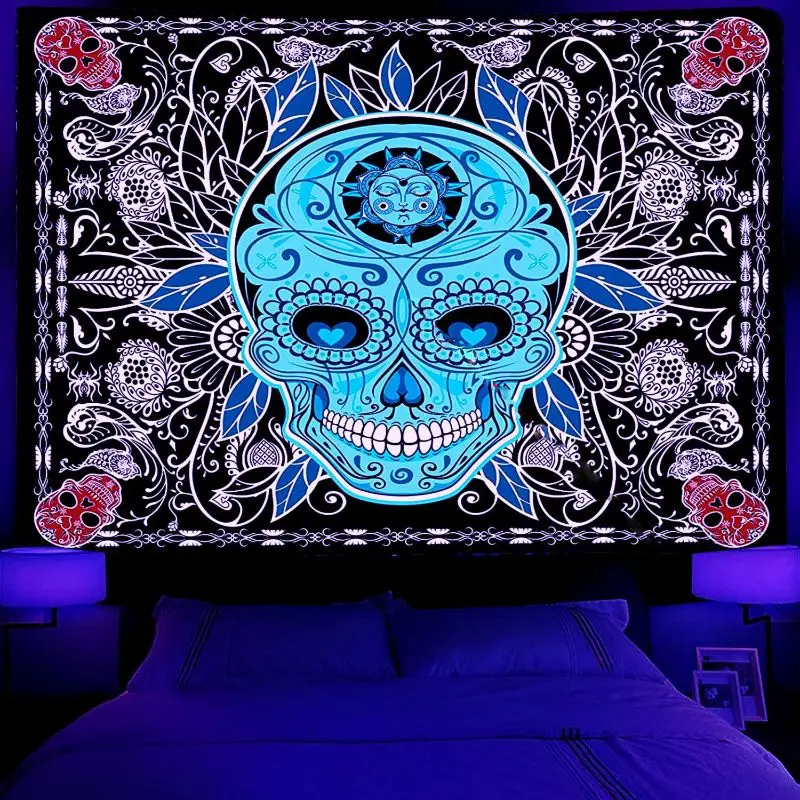 VIKAMA Blacklight Psychedelic Art Tapestry UV Reactive Trippy Polyester Wall Hanging for Bedroom Gaming Room Dorm Home Decor