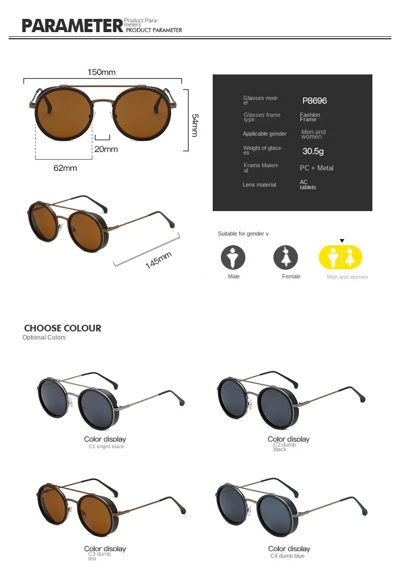 

Active Polarized Sunglasses Retro Round Cycling Summer Sun Glasses Men Women Outdoor Sports Running Travel UV T219