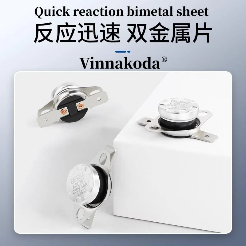 5PCS Normally closed KSD301 temperature control sensor 10A 250V 40/45/50/55/60/65/70/75/80/85/90/95℃