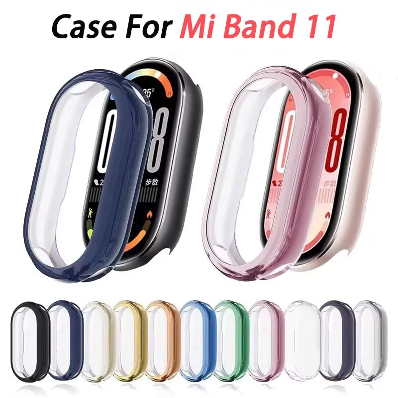 1pc Compatible for Mi Band 11 Case with TPU Soft Edge & Tempered Cover,Shockproof Protective Case for Band Case Cover Accessory