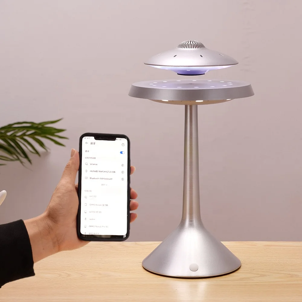 Top Seller HD Sound UFO Design RGB LED Blue Tooth Port le Stereo Wireless Magnetic Levitation Floating Music Speaker