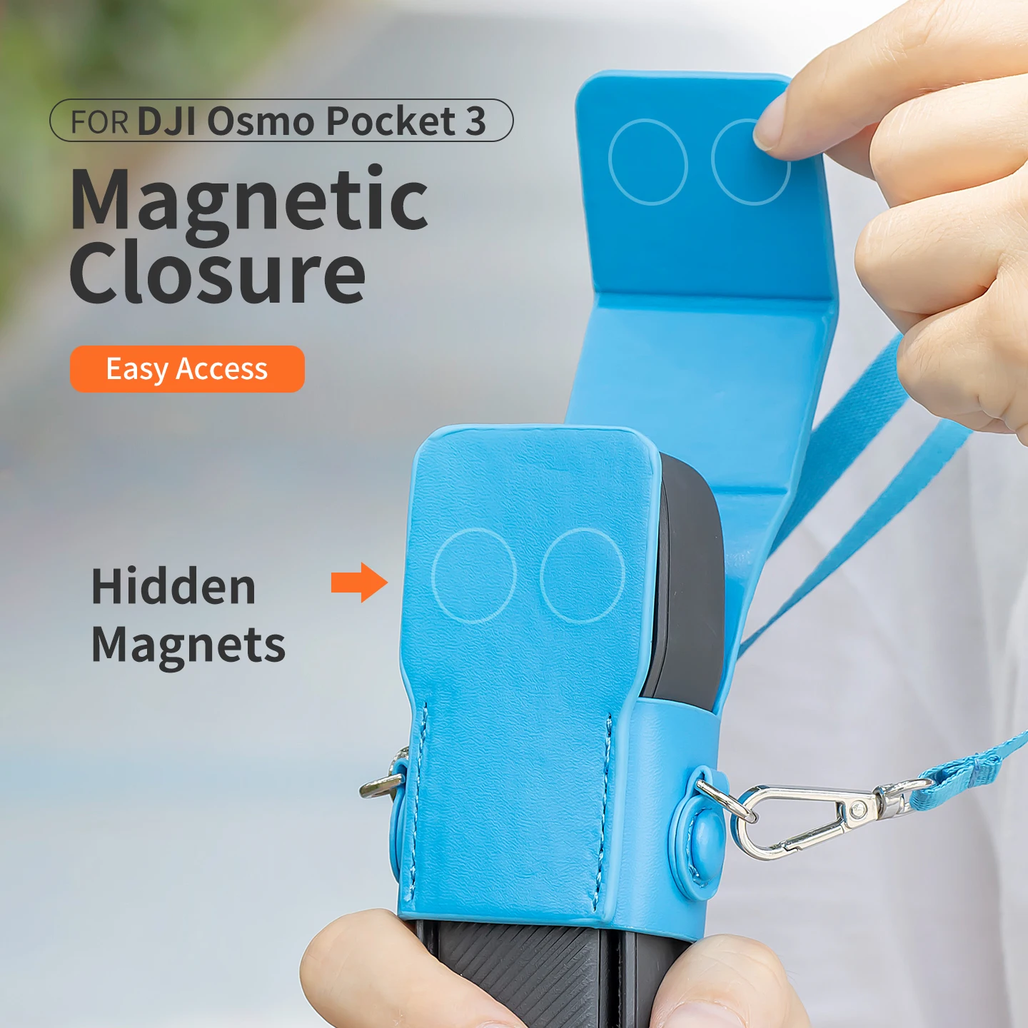 Capa protetora com alça de pescoço para bolso 3 couro pu capa de lente fofa de desenho animado com cordão ajustável para Osmo Pocket 3