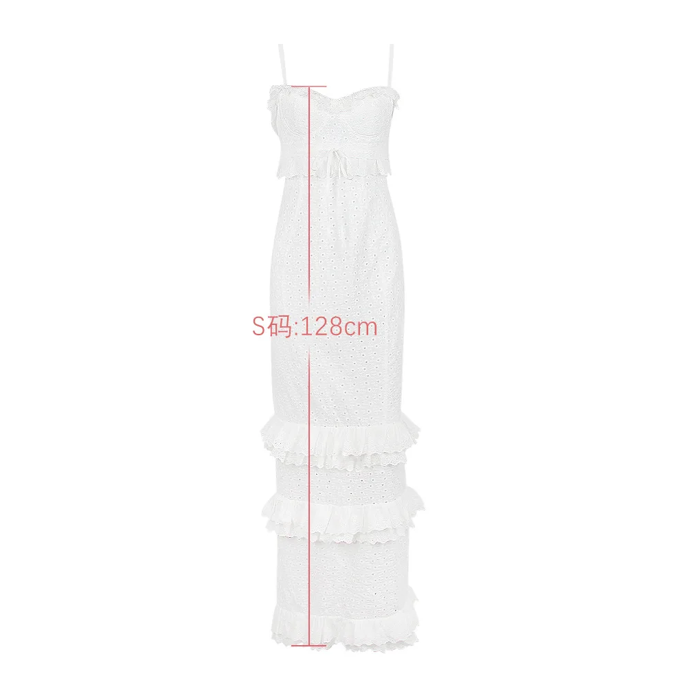 Mingmingxi-vestido blanco elegante para mujer, vestidos Maxi de encaje de lujo, ceñido al cuerpo, boda, evento, fiesta, Formal, listo para usar, Verano