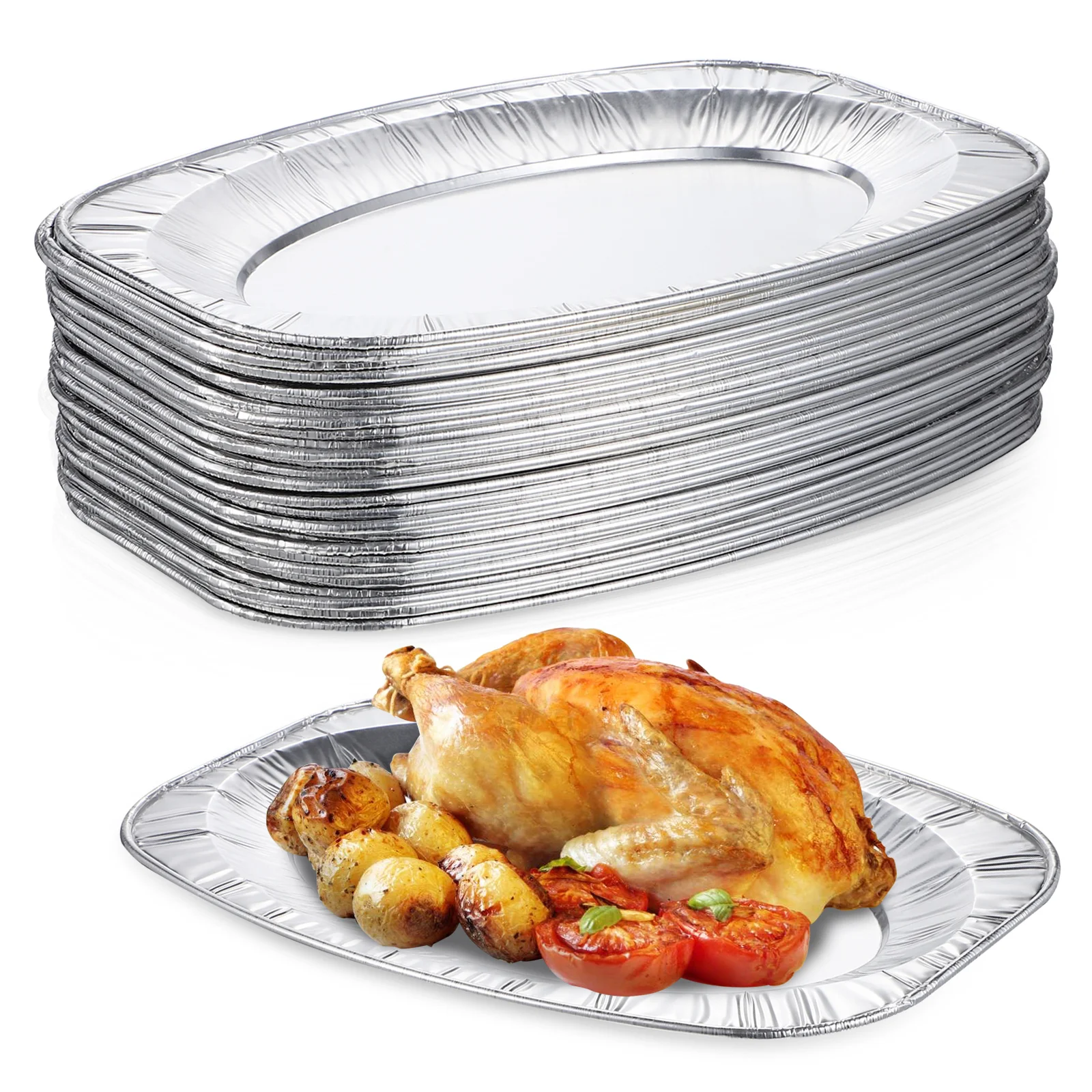 

30 Pcs Camping Cookware Disposable Aluminum Foil Meals Pans Tray Containers Table Trays Serving Dishes Plates