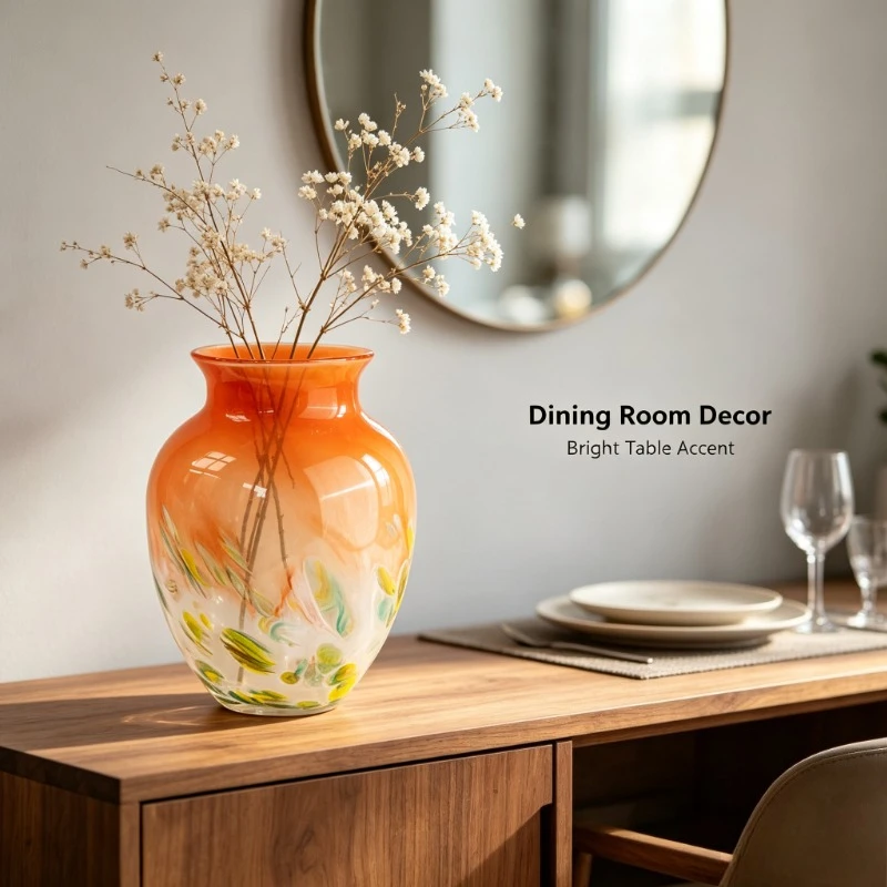 Vintage Ombre Polka Dot Glass Vase French Luxury Home Decor Living Room Table Flower Arrangement Ornament Art Gift