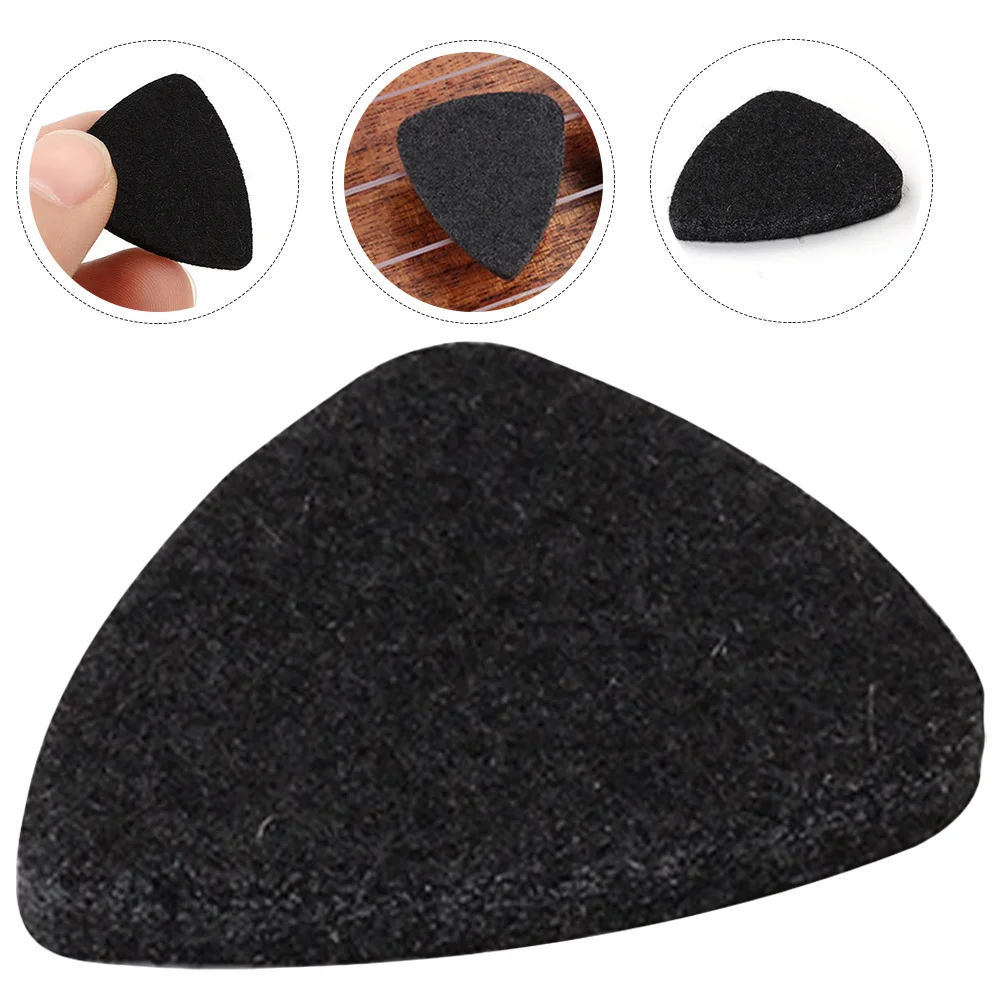 

3 Pcs Wool Felt Picks Guitar Thumb Electric Professional Ukulele Humanized Design Black