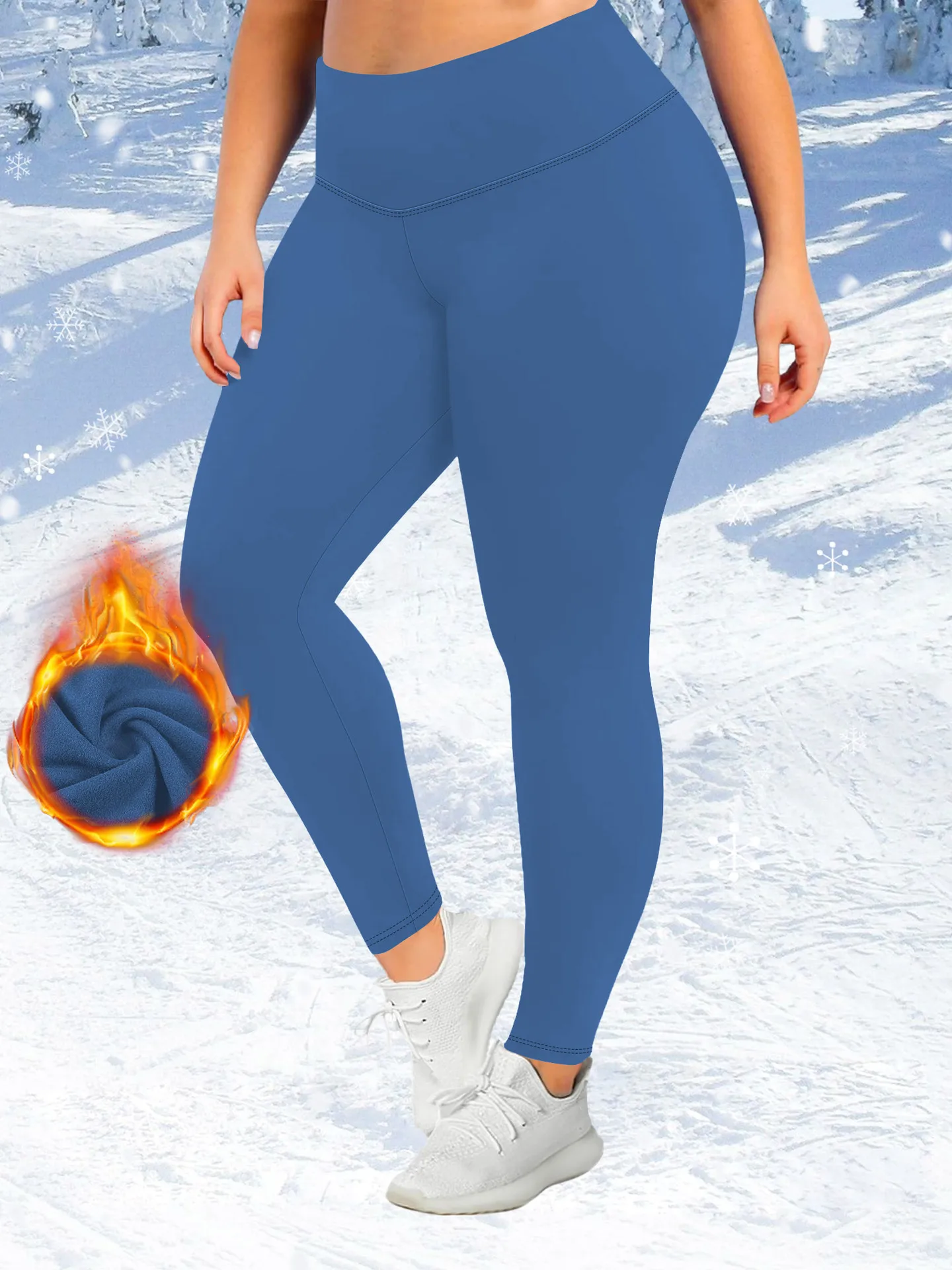 سراويل يوجا عالية الخصر مبطنة بالصوف للنساء للتحكم في البطن في الشتاء