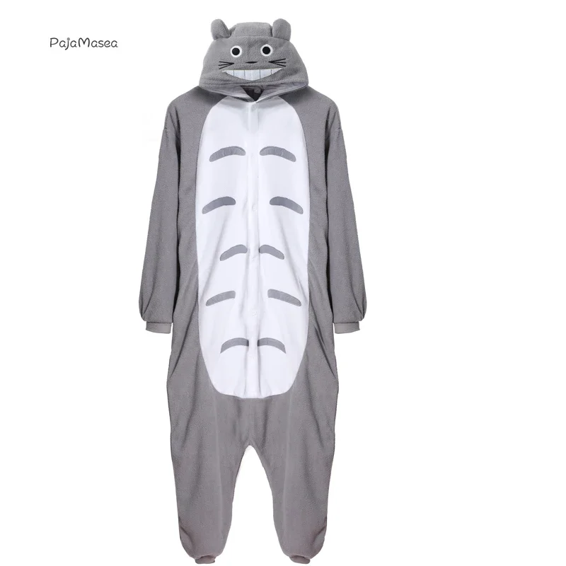 Men Kigurumi Pajamas Adults Fleece Anmal Onsie Cosplay Costume Women Totoro Onesie Cartoon Jumpsuit Christmas One-Piece Pajamas